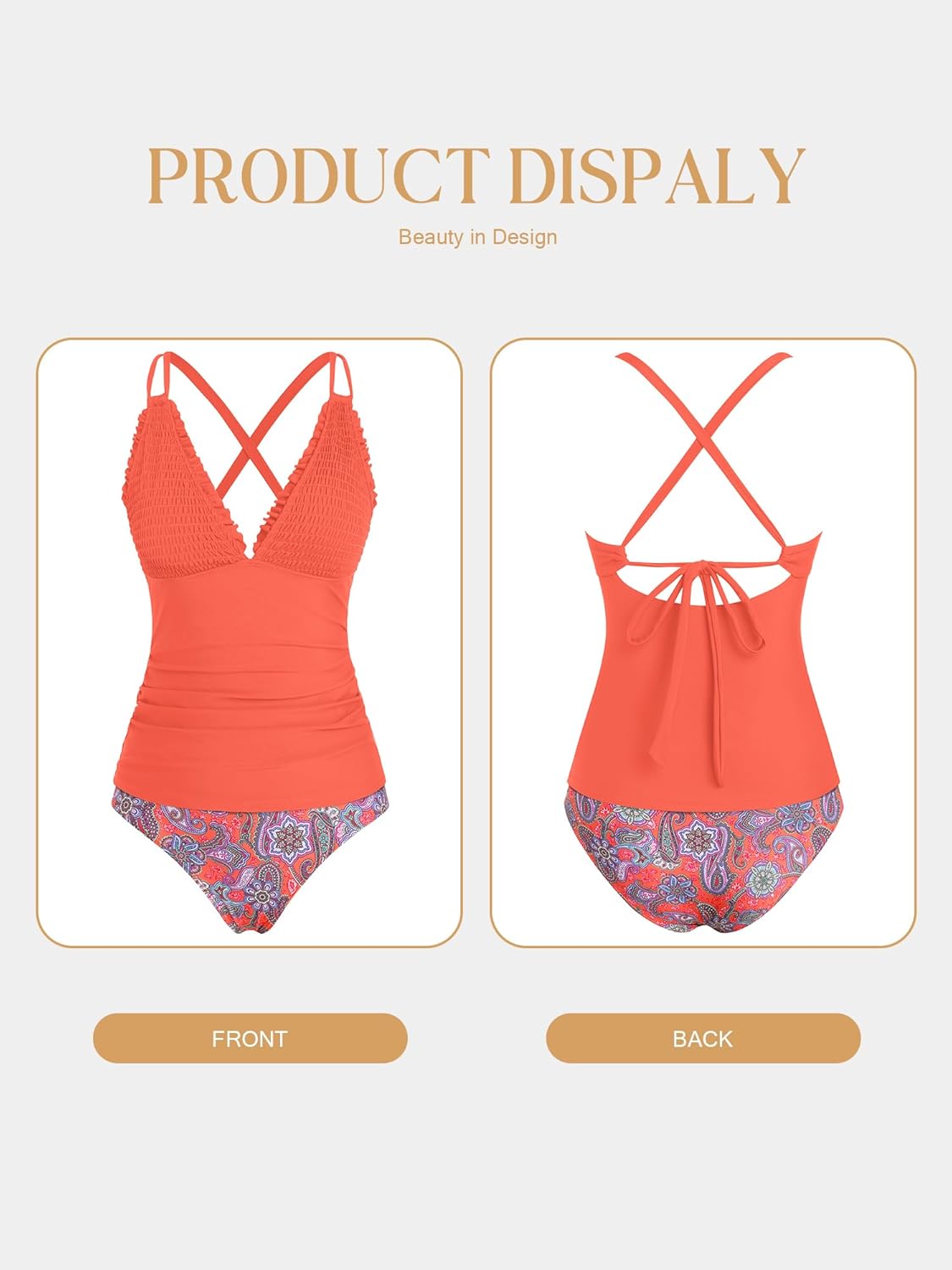 Thumbnail 5 de ZAFUL Womens Tankini Swimsuits Smocked 2 Piece Bathing Suit