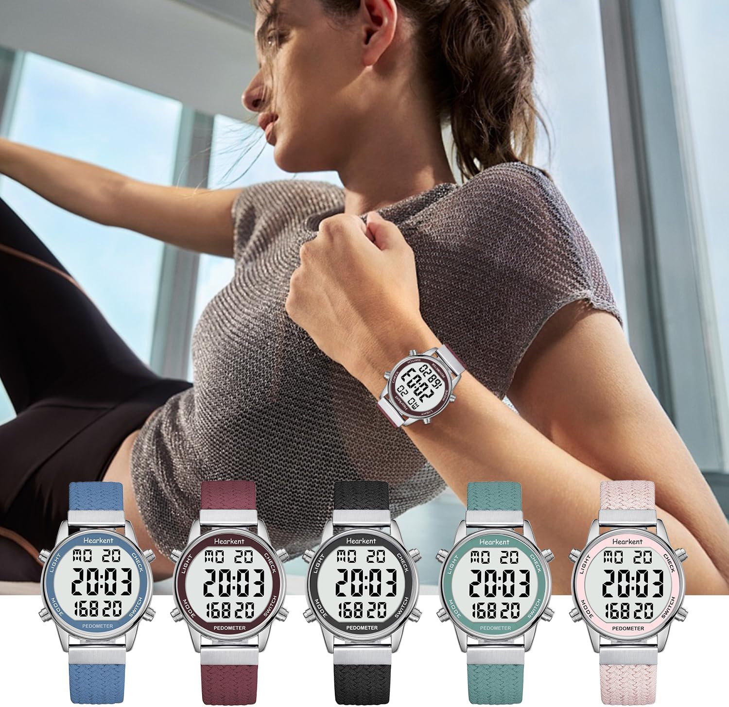 Thumbnail 6 de Hearkent Schrittzähler-Uhr Damen