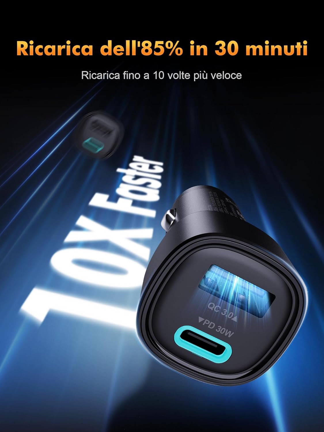 Thumbnail 5 de GRIFEMA caricatore auto USB-C 48W con doppia porta (PD 30W + QC 3.0 18W)