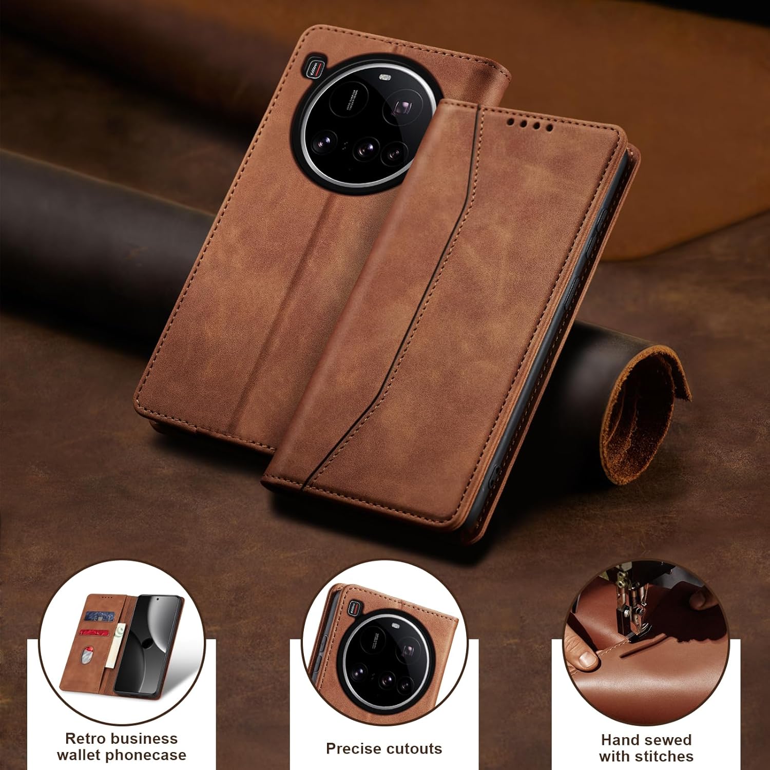 Thumbnail 6 de Jasonyu Handyhülle für Xiaomi 15 Ultra: Leder-Flip mit Magnetverschluss, Stoßschutz & Kartenfächern