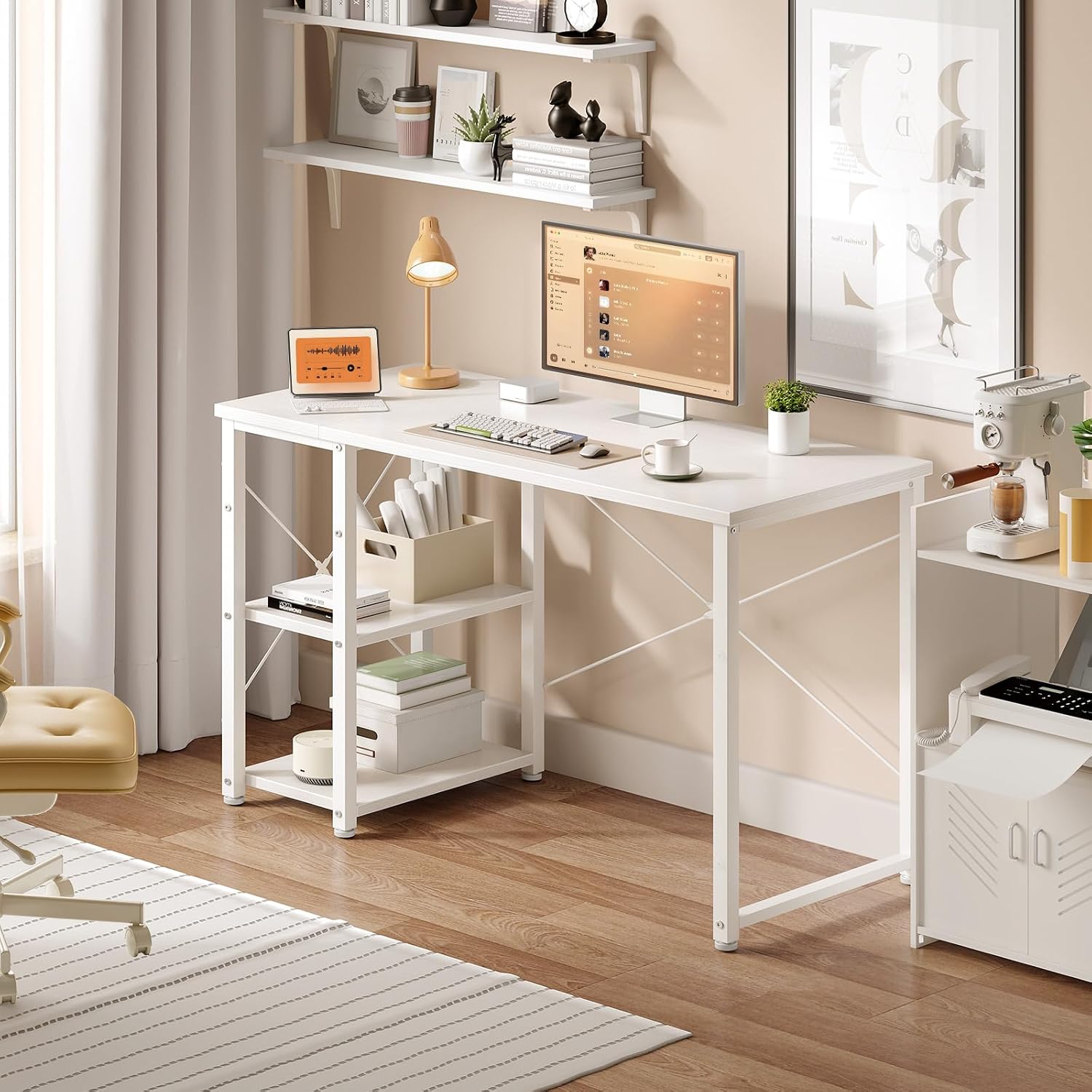 Detalle 1 de ODK B04021201012 bureau 120 x 48 cm, wit, met omkeerbare planken