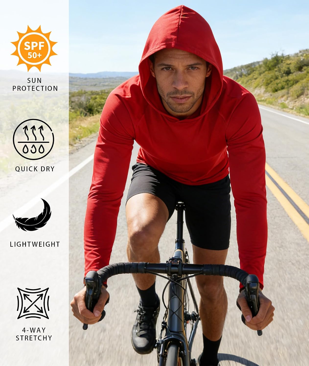 Detalle de WENTTUO 5-Pack: Men's UPF 50+ Sun Protection Hoodie Long Sleeve Shirts