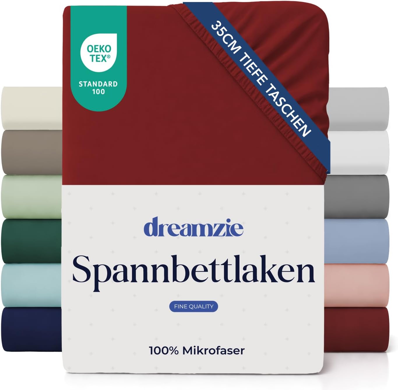 Thumbnail 6 de Dreamzie Spannbettlaken 140x200 cm – 35 cm Tiefe Tasche, 100% Mikrofaser, Grau | OEKO-TEX schadstoffgeprüft