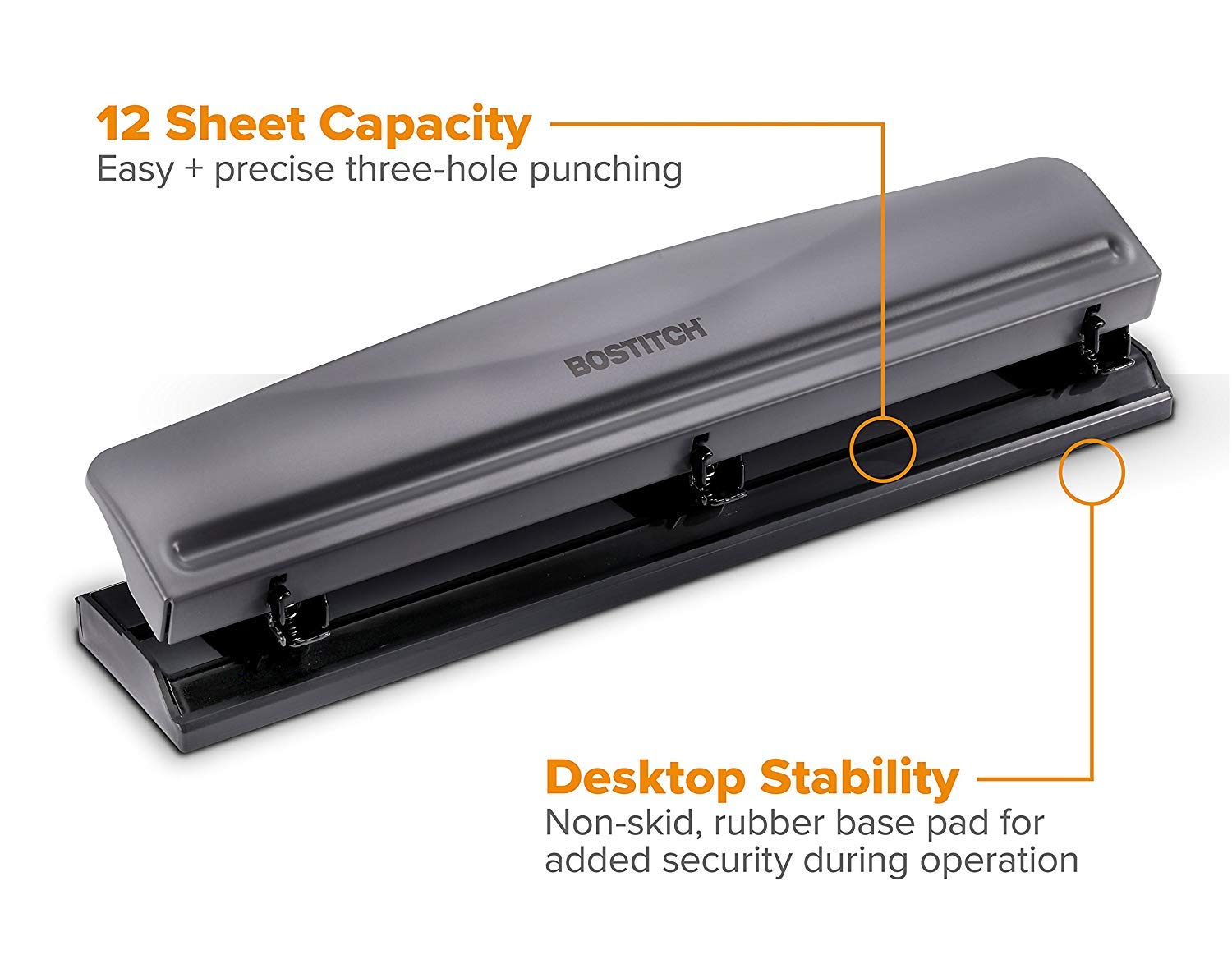 Thumbnail 1 de Bostitch 3-Hole Punch, 12-Sheet Capacity