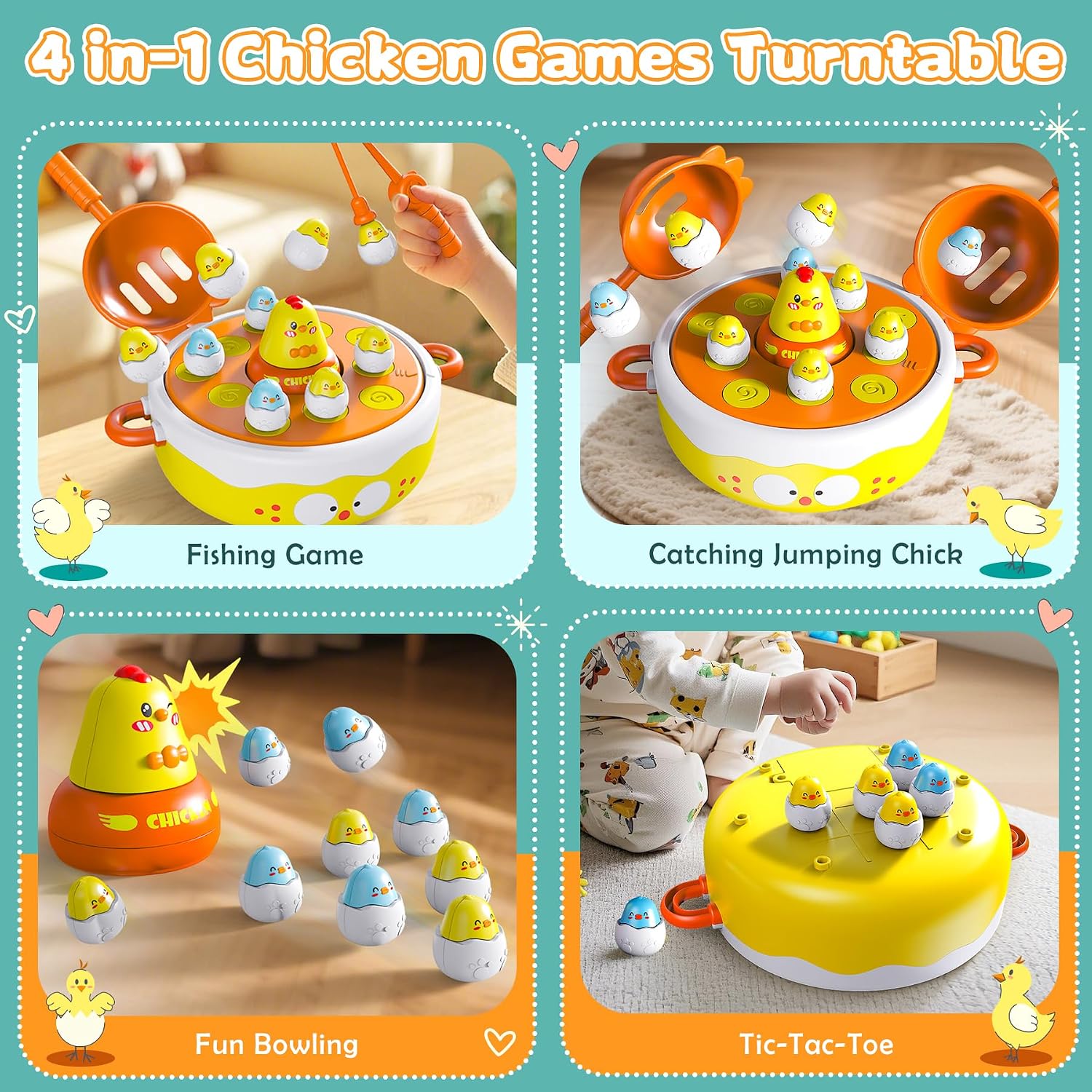 Detalle de BunnyJOY 4‑in‑1 magnetic fishing game for kids 🎲