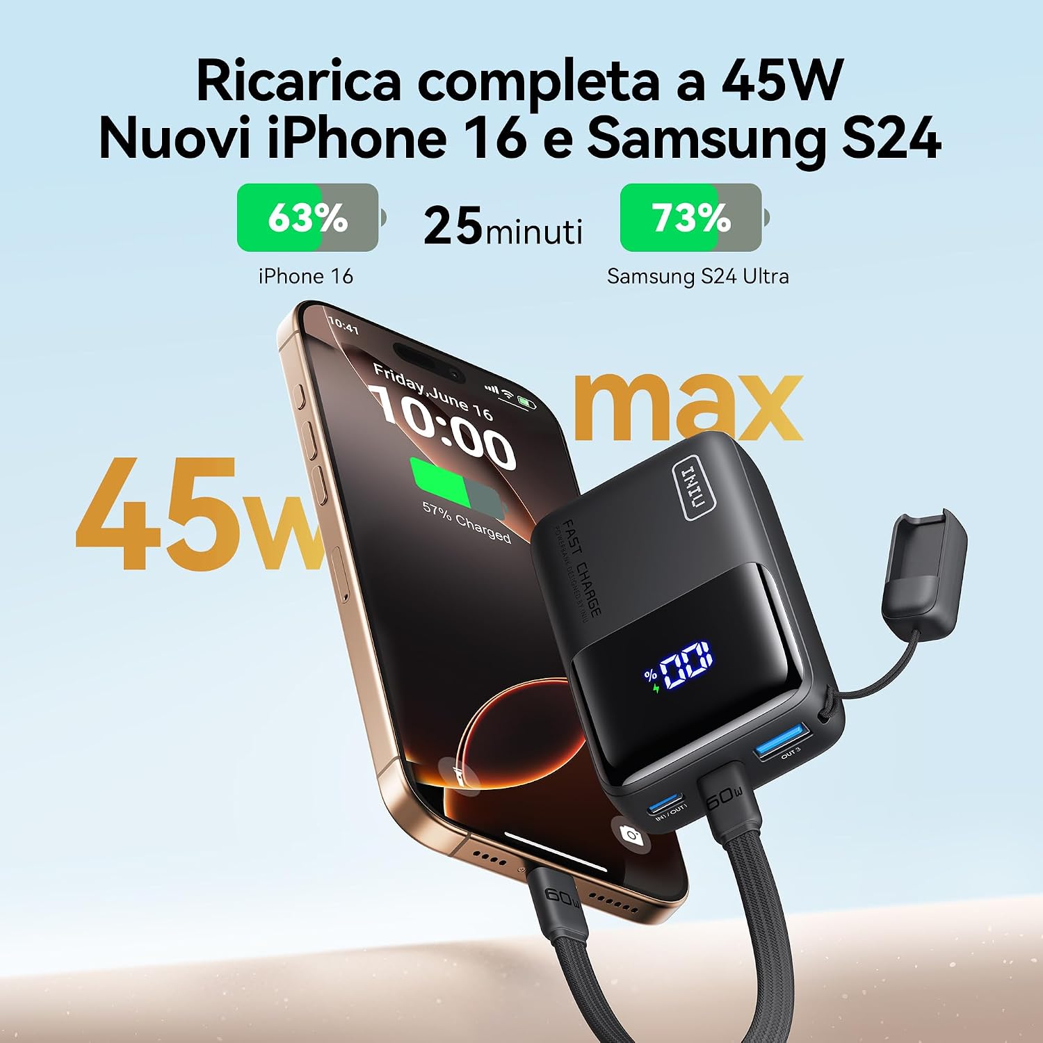 Detalle de INIU Mini Power Bank 10000mAh 45W
