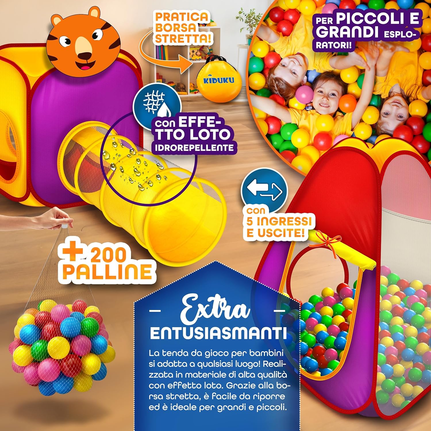 Thumbnail 4 de KIDUKU Tenda a dado Pop Up con tunnel e 200 palline