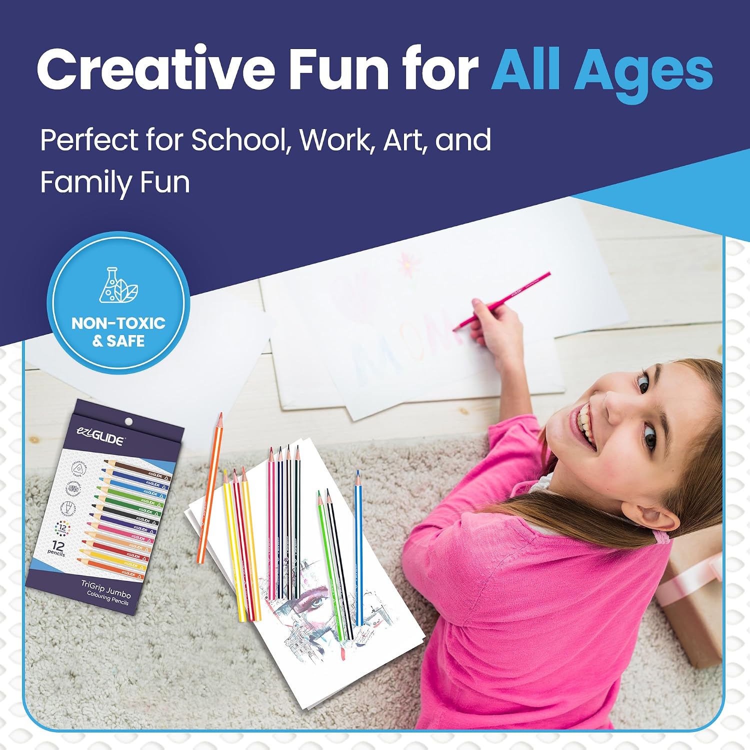Thumbnail 5 de Eziglide TriGrip Colouring Pencils 12 Pack