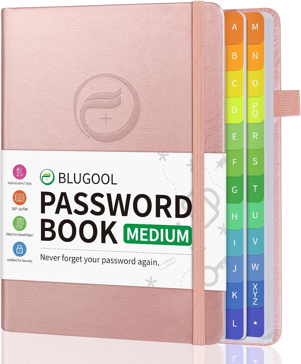 Detalle de Blugool Password Book, Rose Gold, with Colorful A–Z Tabs and 138 Pages