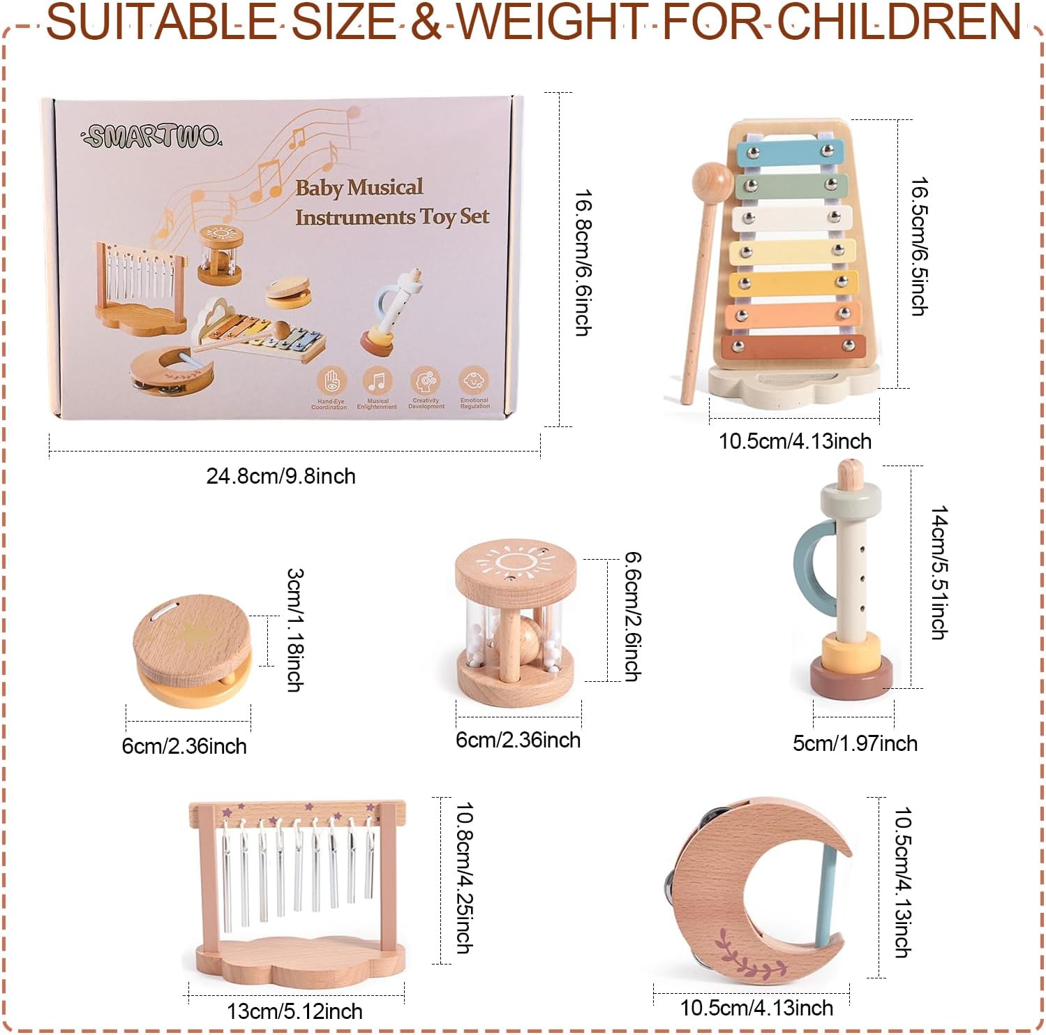 Thumbnail 5 de Smartwo Kids Musical Instruments wooden toy set 🎶