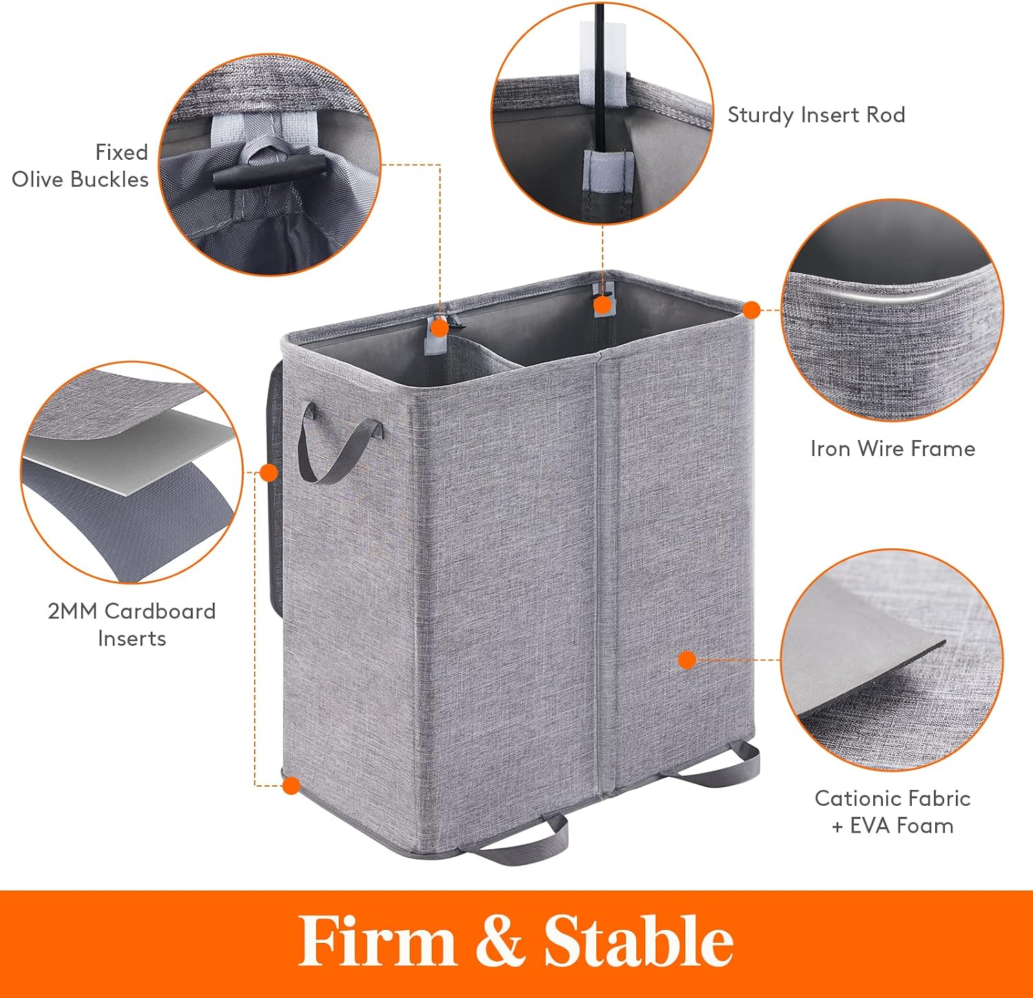 Detalle de Lifewit Double Laundry Hamper 136L