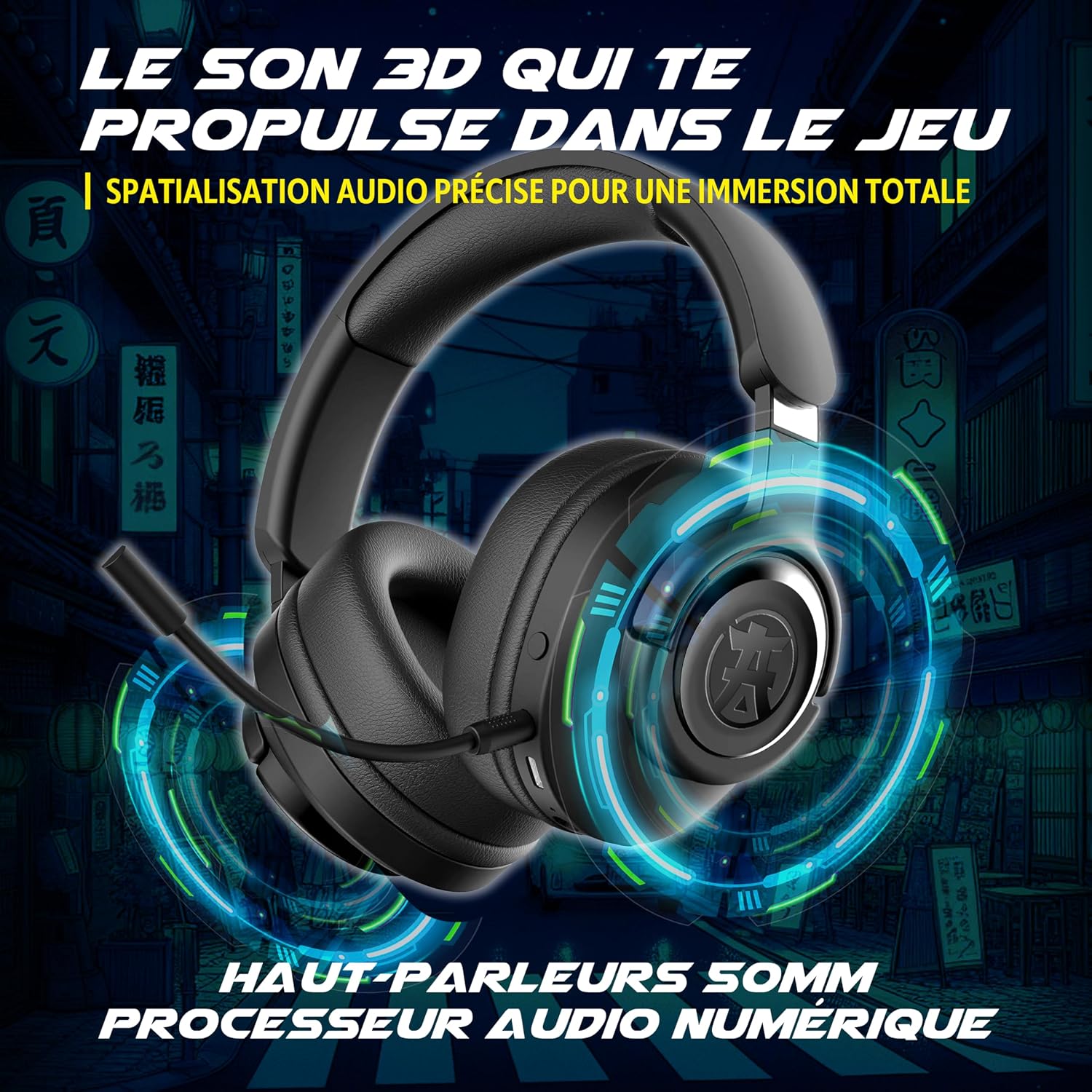 Thumbnail 2 de AKUMA SEINEN H06WL – słuchawki gamingowe 3D, 2,4 GHz i Bluetooth 5,3