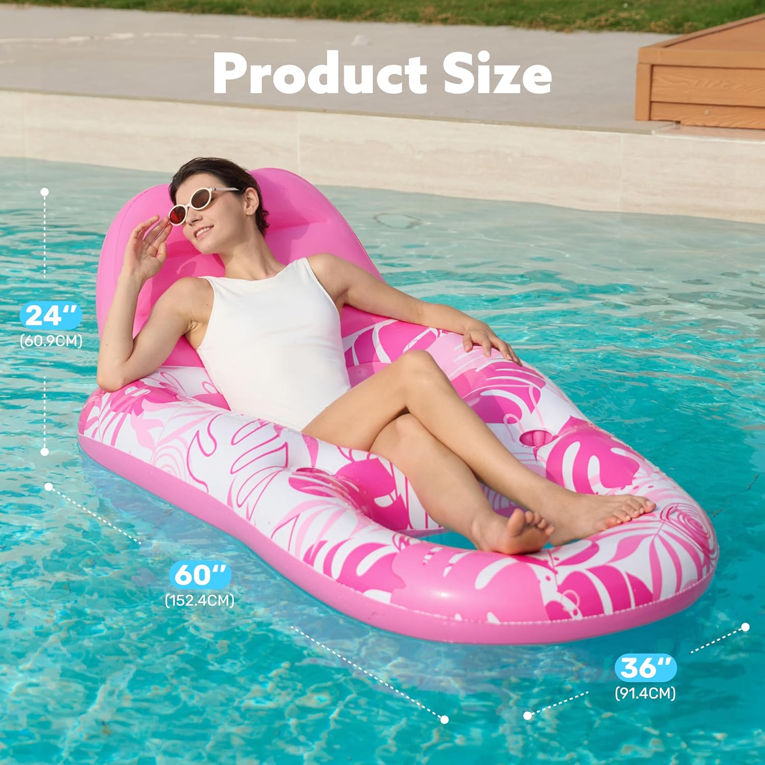 Thumbnail 4 de SLOOSH Inflatable Pool Float Lounger for Adults with Cup Holders, Foot Rest & Mesh Seat