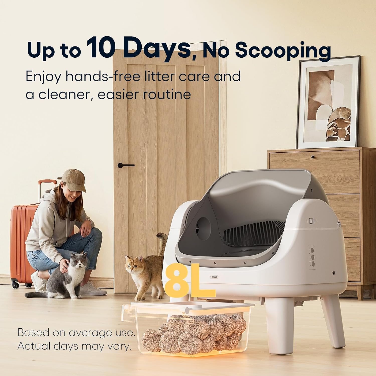 Detalle de PetPivot AS12 Open-Top Self-Cleaning Cat Litter Box with Safety Sensors