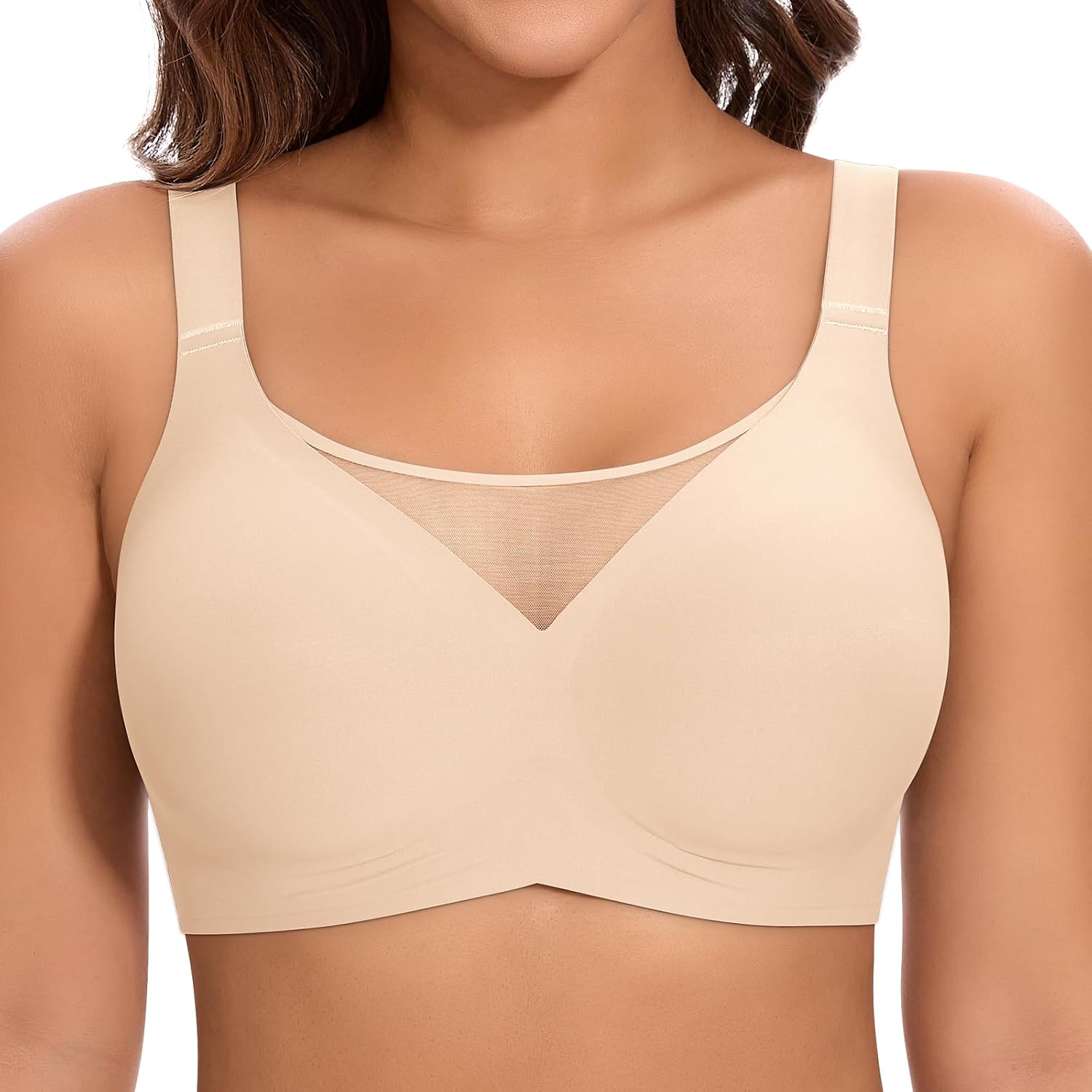 Detalle 2 de Jiuday BH Damen ohne Bügel – Push-Up, Nahtlos, Seitenträger, helle Unterstützung für große Brüste