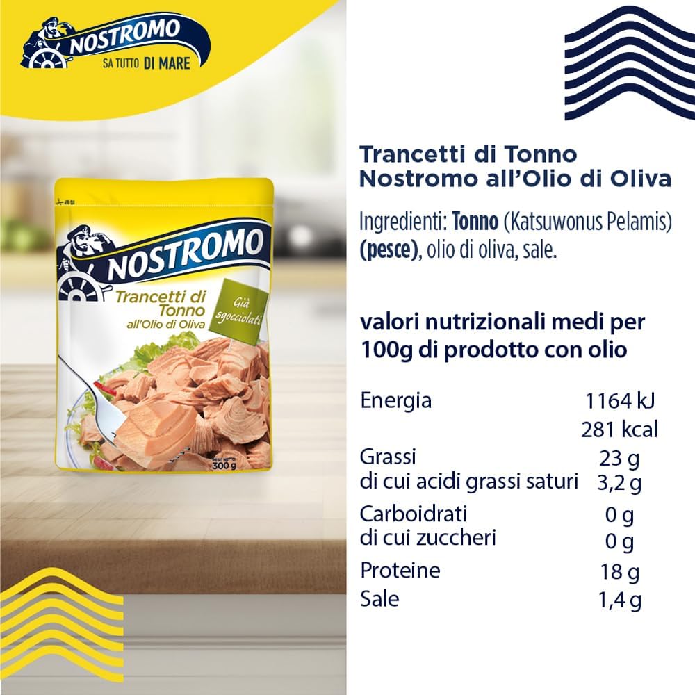 Thumbnail 1 de Nostromo Trancetti di Tonno all'Olio di Oliva, 300 g – già sgocciolati, pronti all’uso