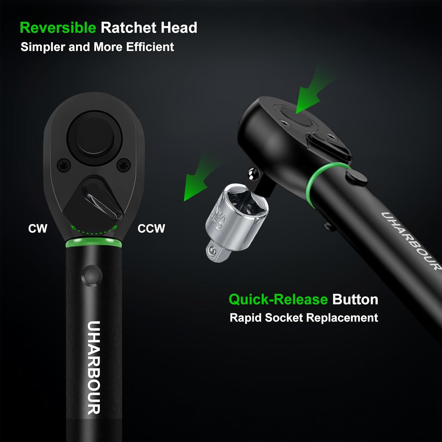 Thumbnail 4 de Uharbour Torque Wrench 1/2" Set (20–230 Nm) with three impact sockets for lug nuts