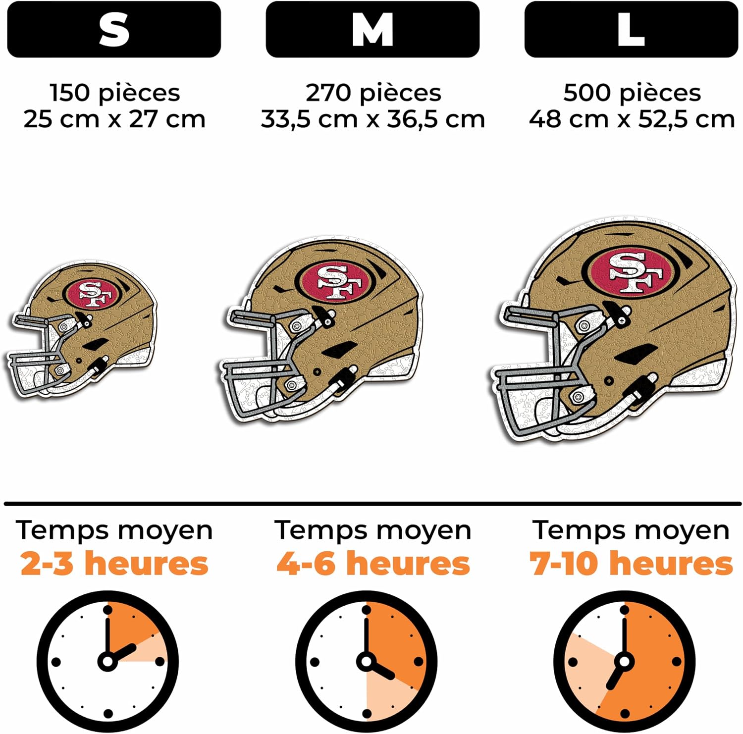 Thumbnail 3 de Iconic Puzzles Casque San Francisco 49ers – Puzzle en bois sous licence officielle NFL, taille S (150 pièces)