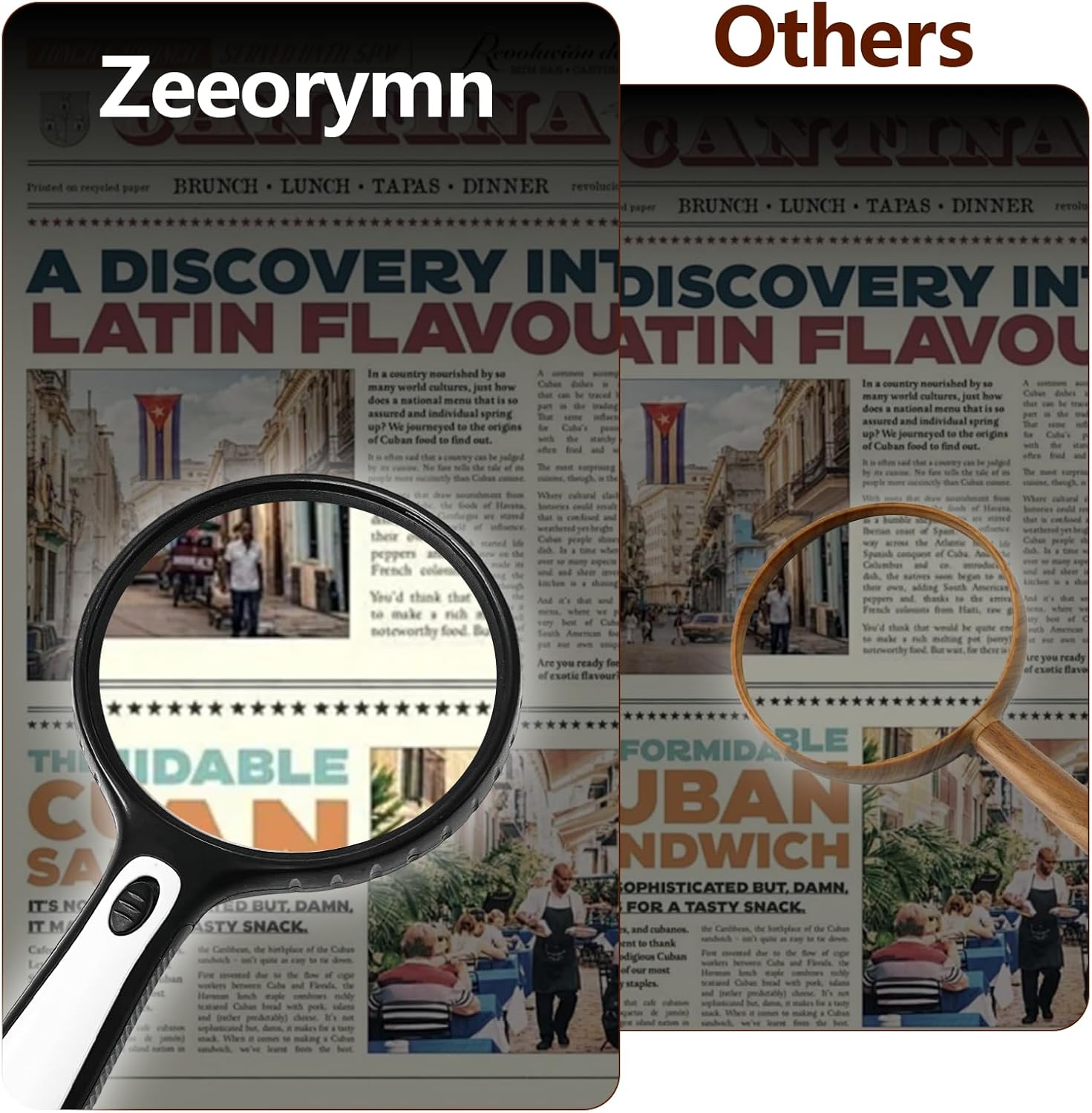 Thumbnail 3 de Zeeorymn Large 145mm Magnifying Glass with Light (30X) for Seniors, Coins & Jewellery Inspection