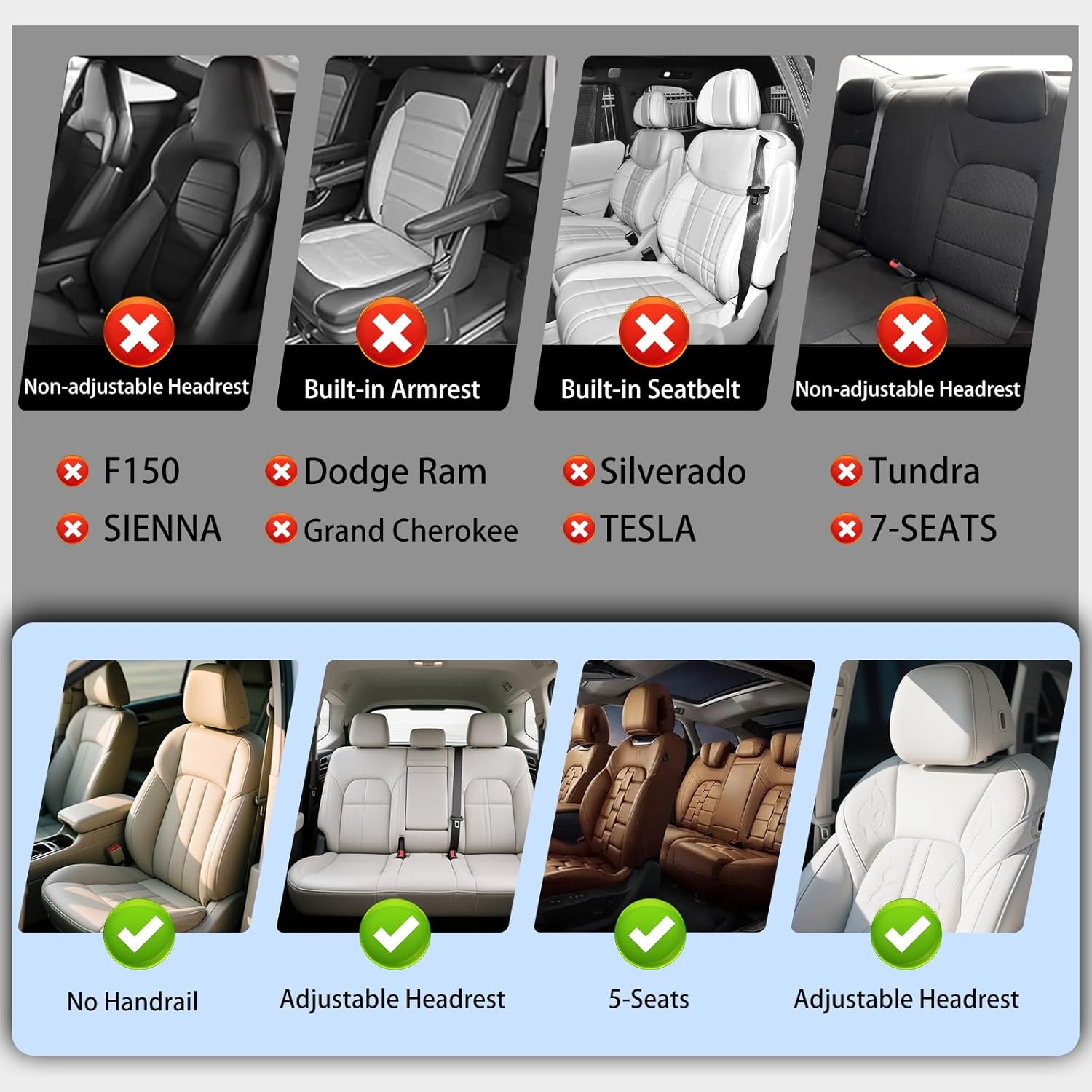 Detalle de CHOCMONS Car Seat Covers Full Set (Universal Fit) in Beige — Faux Leather Waterproof Protectors for 5-Seat Cars, SUVs & Trucks