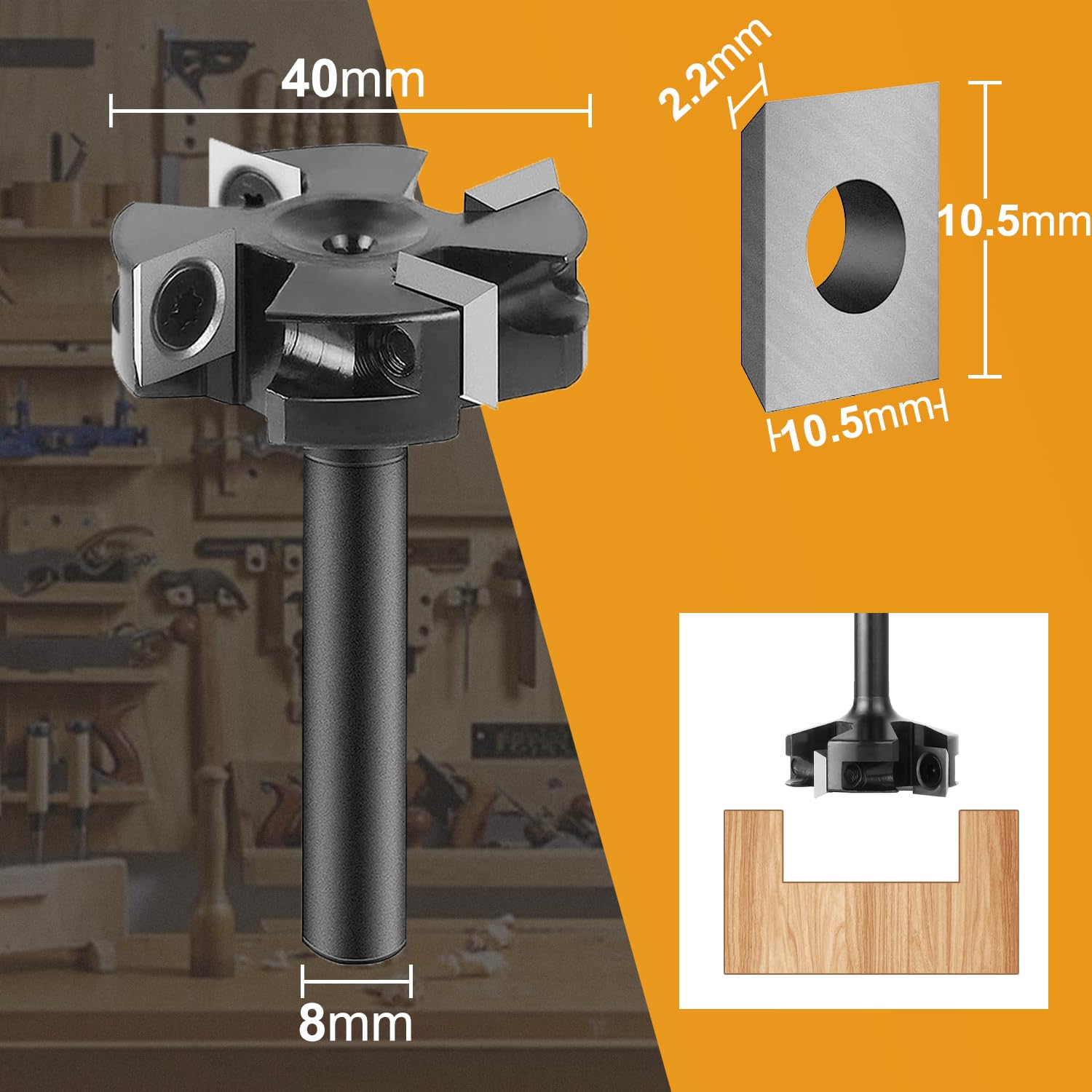 Detalle 2 de SpeTool IP4F-40-D8 vlakfrees met 8 mm schacht, 40 mm snijdiameter en wisselplaten