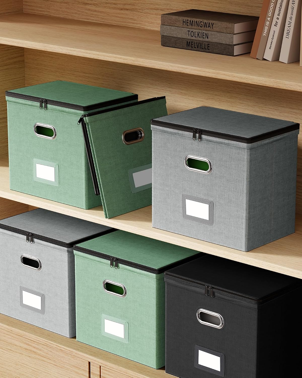 Thumbnail 5 de Oterri File Organizer Boxes with Lids, Letter-Size Box with 3 Mesh Pockets