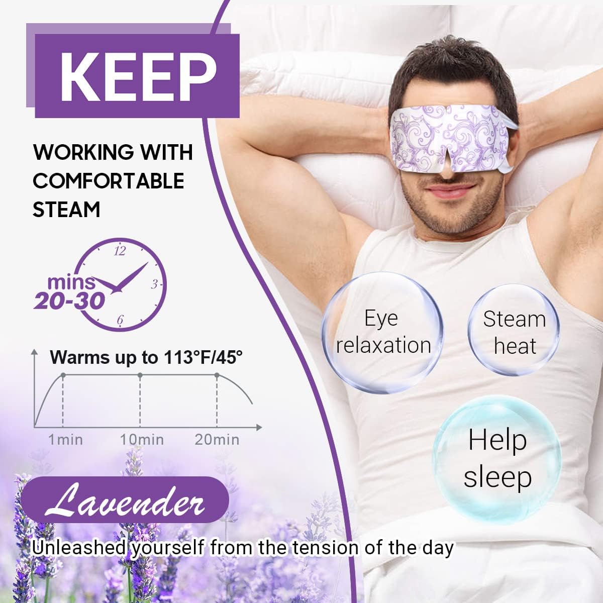 Thumbnail 5 de Self Heating Eye Mask Lavender for Puffy Eyes 😴