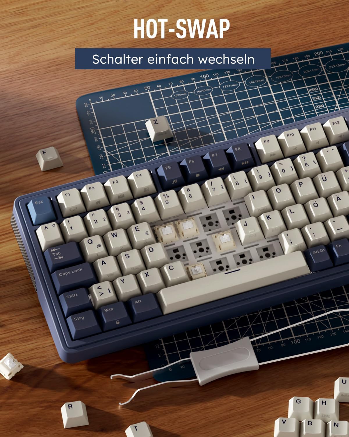 Thumbnail 6 de RK ROYAL KLUDGE M100 Gaming-Tastatur kabellos (96%, QWERTZ) mit Display, Drehknopf und RGB