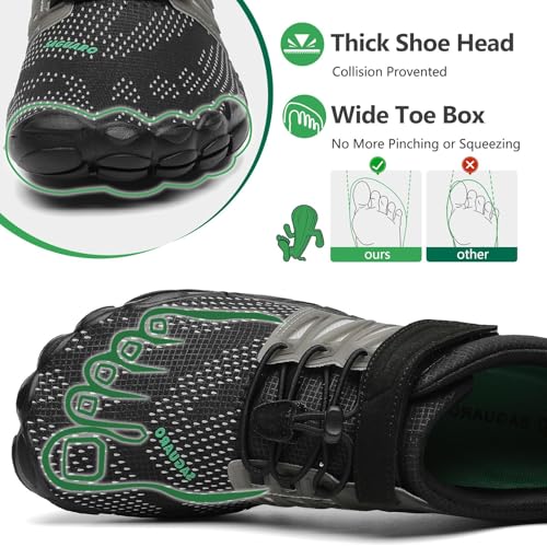 Detalle de SAGUARO Zapatillas Barefoot para Hombre y Mujer – Minimalistas Cinco Dedos, Transpirables y Antideslizantes, Gr.42 (Negro Profundo)