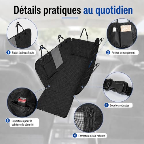 Thumbnail 5 de Sosayet Housse auto pour chien 137 x 147 cm, imperméable avec fenêtre en maille