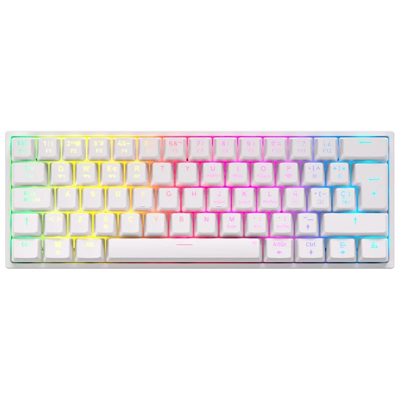 Detalle de Newskill Pyros V2: Teclado Gaming Inalámbrico Mecánico 60% Hotswap Blanco
