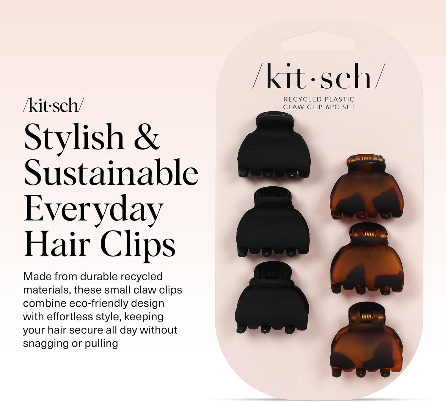 Thumbnail 6 de Kitsch Mini Claw Clips, 6-Pack in Black and Tortoise Plastic