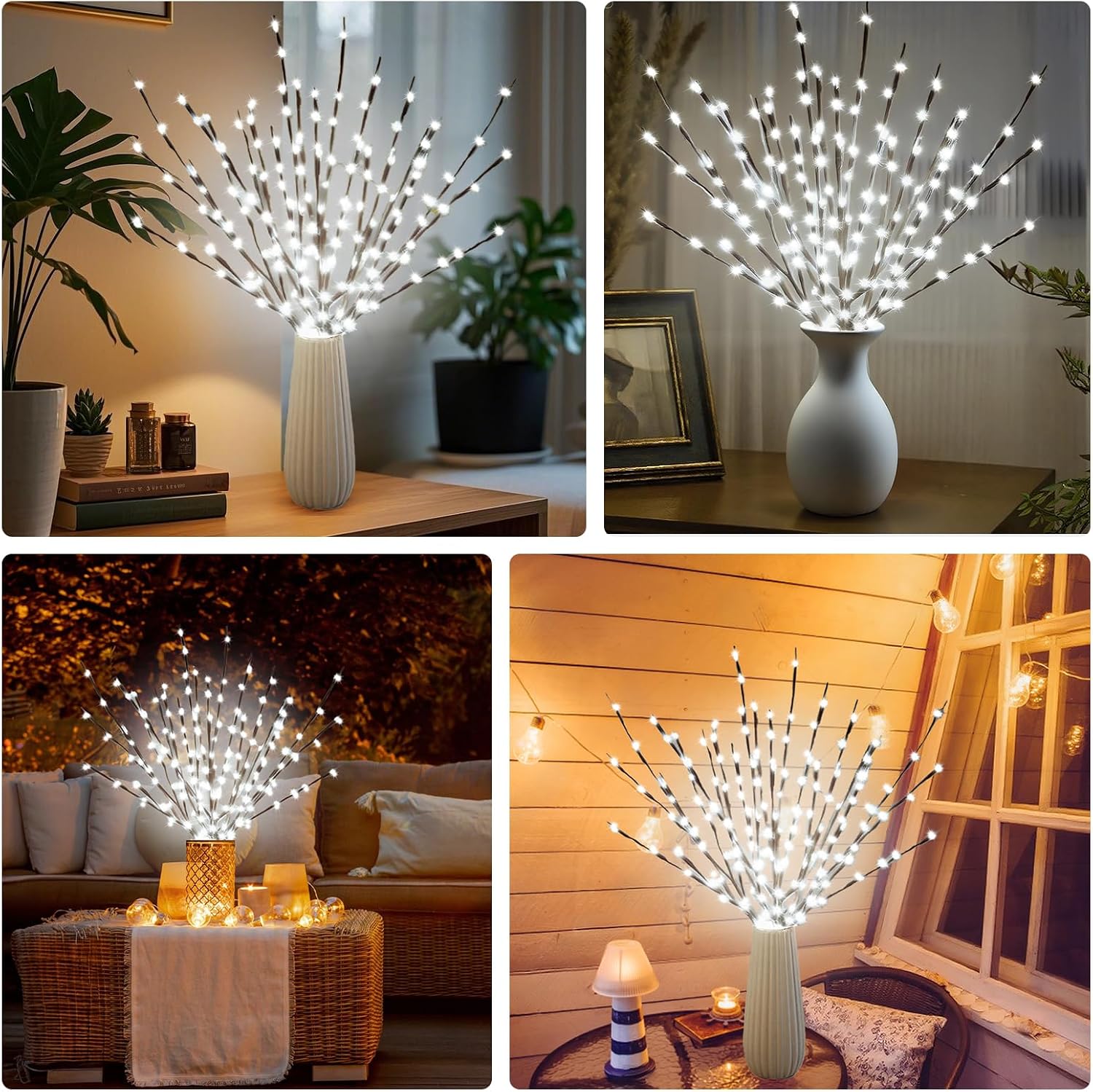 Detalle de DK177 2 Pack Led Branch Light Vase Filler 20 LEDs 30 Inch