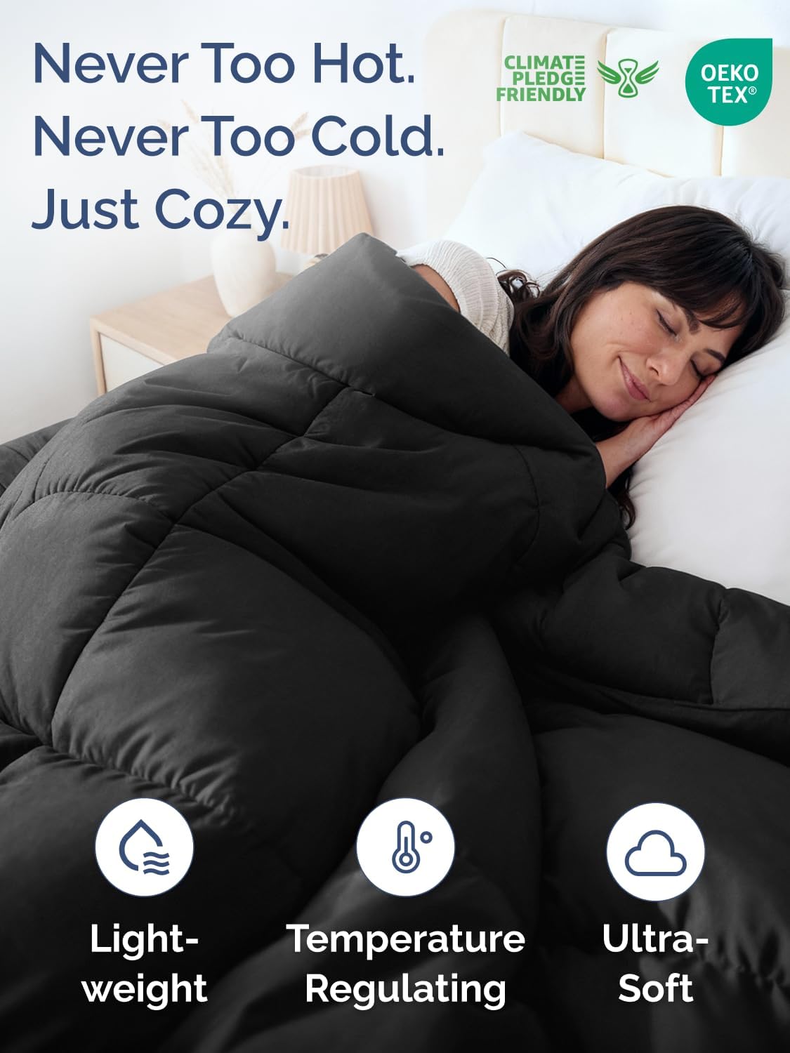 Thumbnail 1 de Full Size Black Alternative Down Comforter: All-Season Comfort for the Whole Family