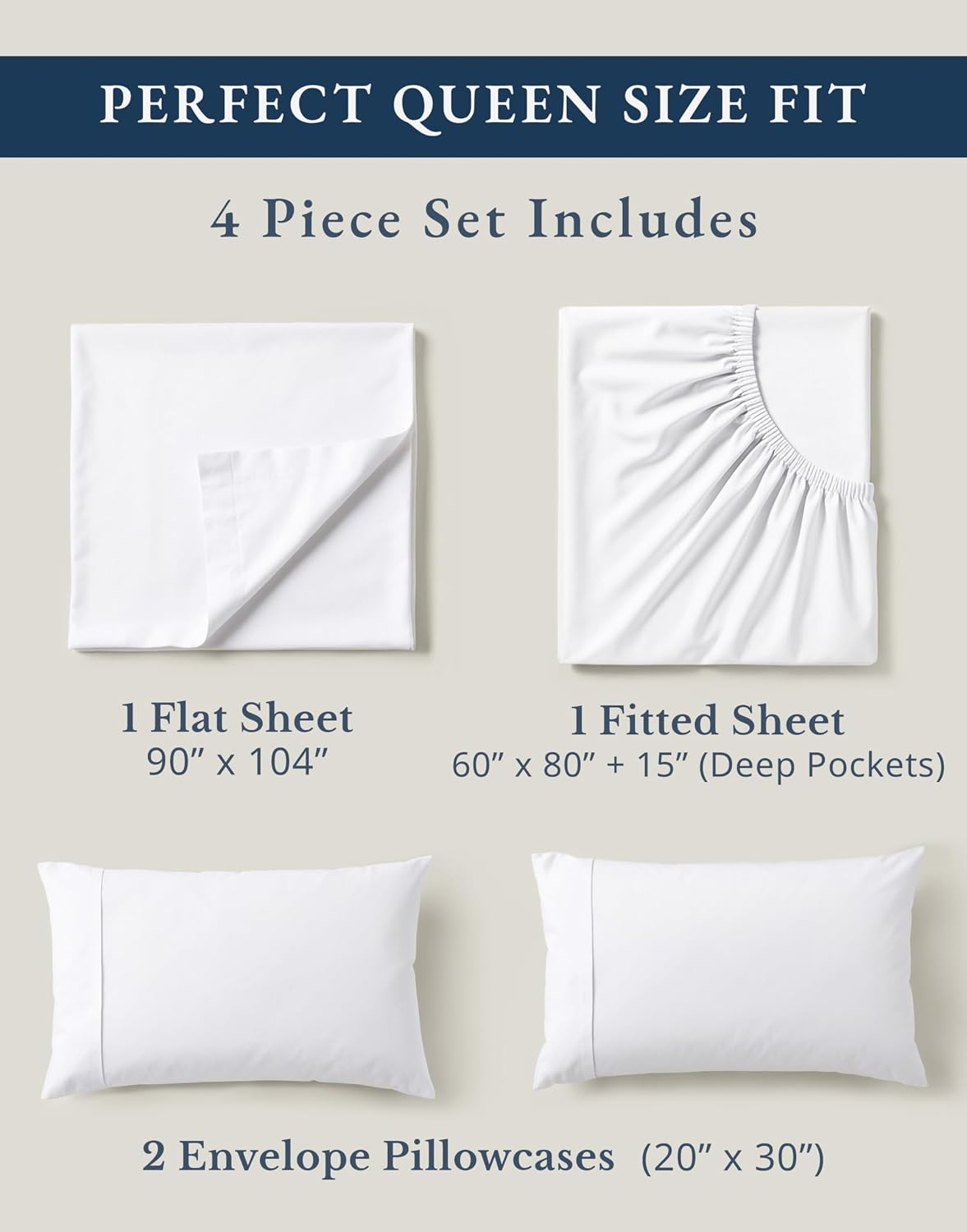 Detalle 2 de LANE LINEN Queen Organic Cotton Sheets 15"