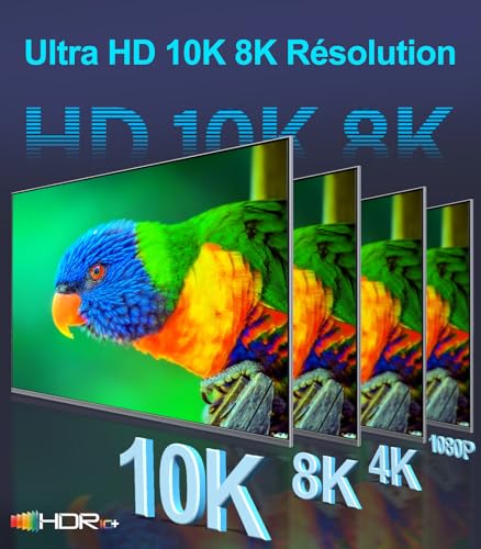 Detalle 2 de Sniokco Cable HDMI 2.1 Ultra Haute Vitesse 48 Gbps 1m certifié 8K/4K