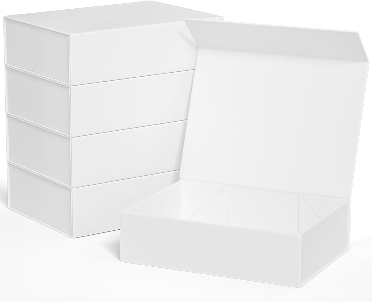 Detalle de ROSTELACK White Magnetic Gift Boxes, 5-Pack, 11.9" x 8.5" x 3.3