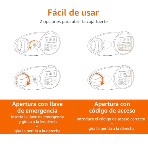 Detalle de Amazon Basics Caja Fuerte de Seguridad de Acero con Cerradura con Teclado (14 l) – 35 x 25 x 25 cm, Negro