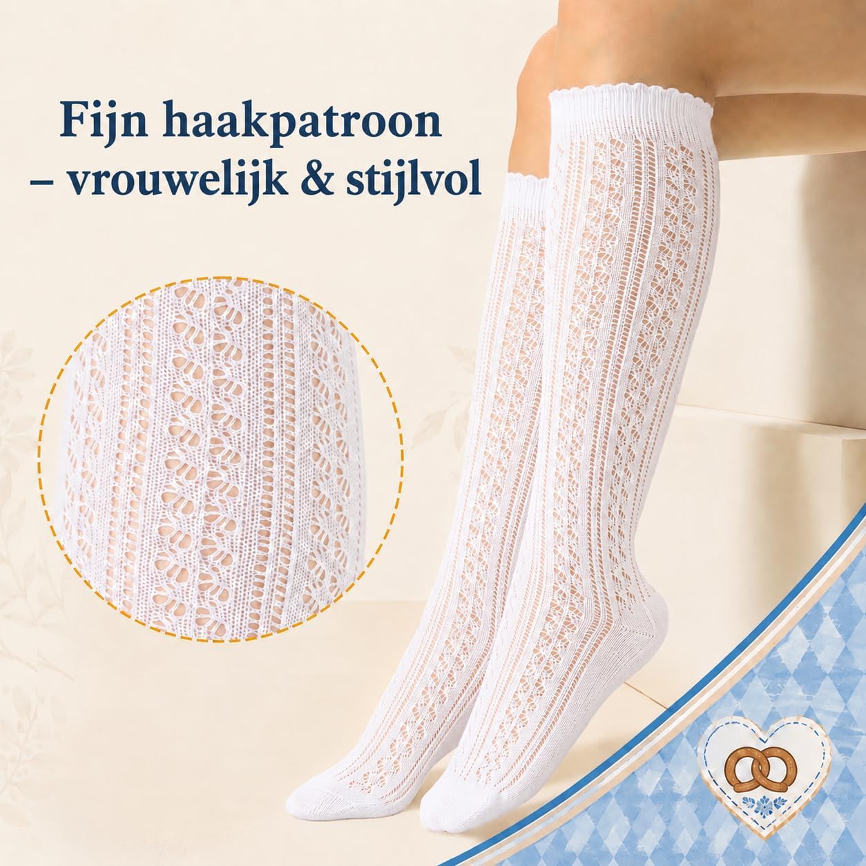 Detalle 2 de EconioSocken dirndlsokken voor dames, 80% katoen, EU 35–42