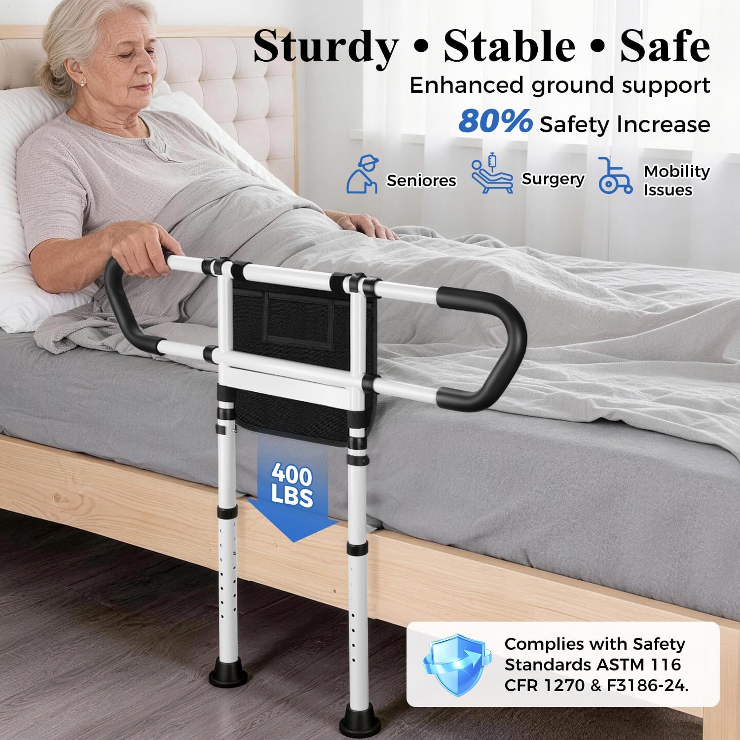 Detalle de KUBYA Bed Assist Rail, 400 lbs