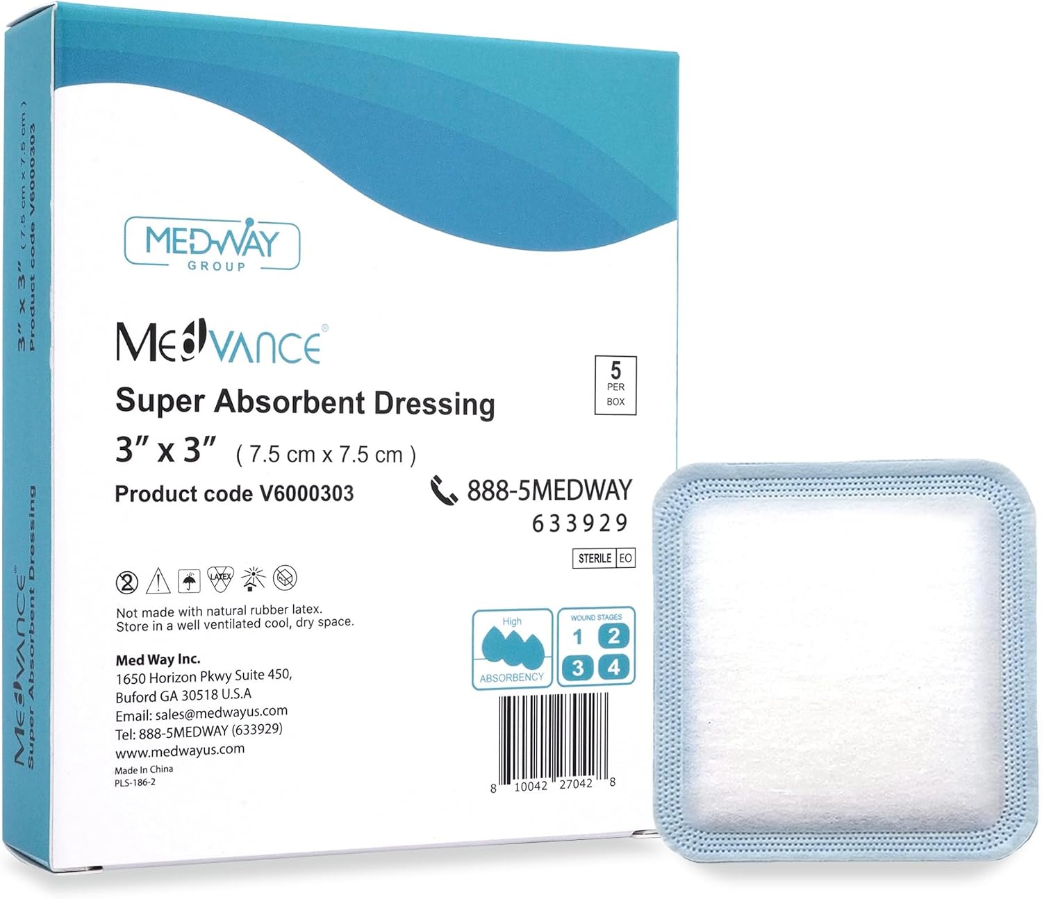 Detalle de MedVance Super Absorbent Wound Dressing, 3" x 3" Sterile Non-Adhesive Pads