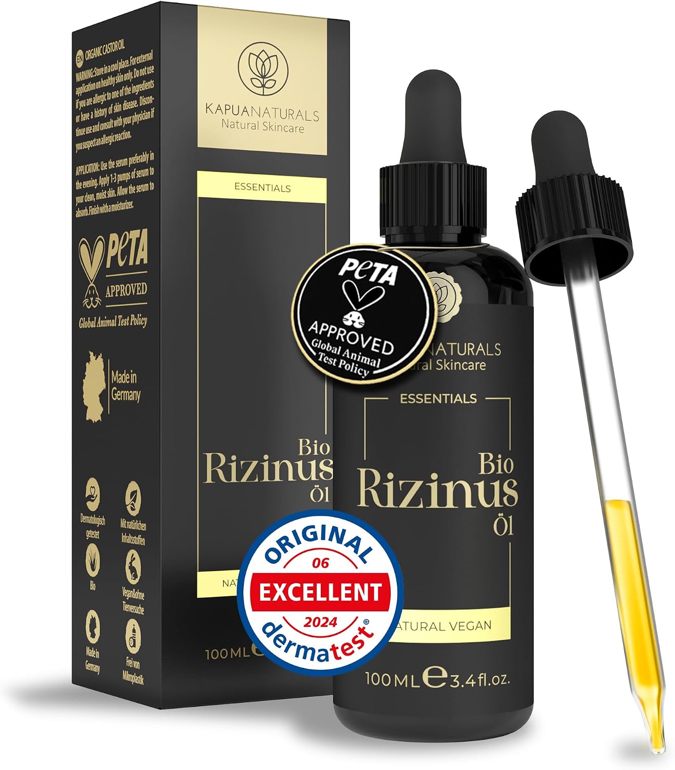 Olio di ricino biologico 100 ml – spremuto a freddo, puro, vegan e multifunzionale