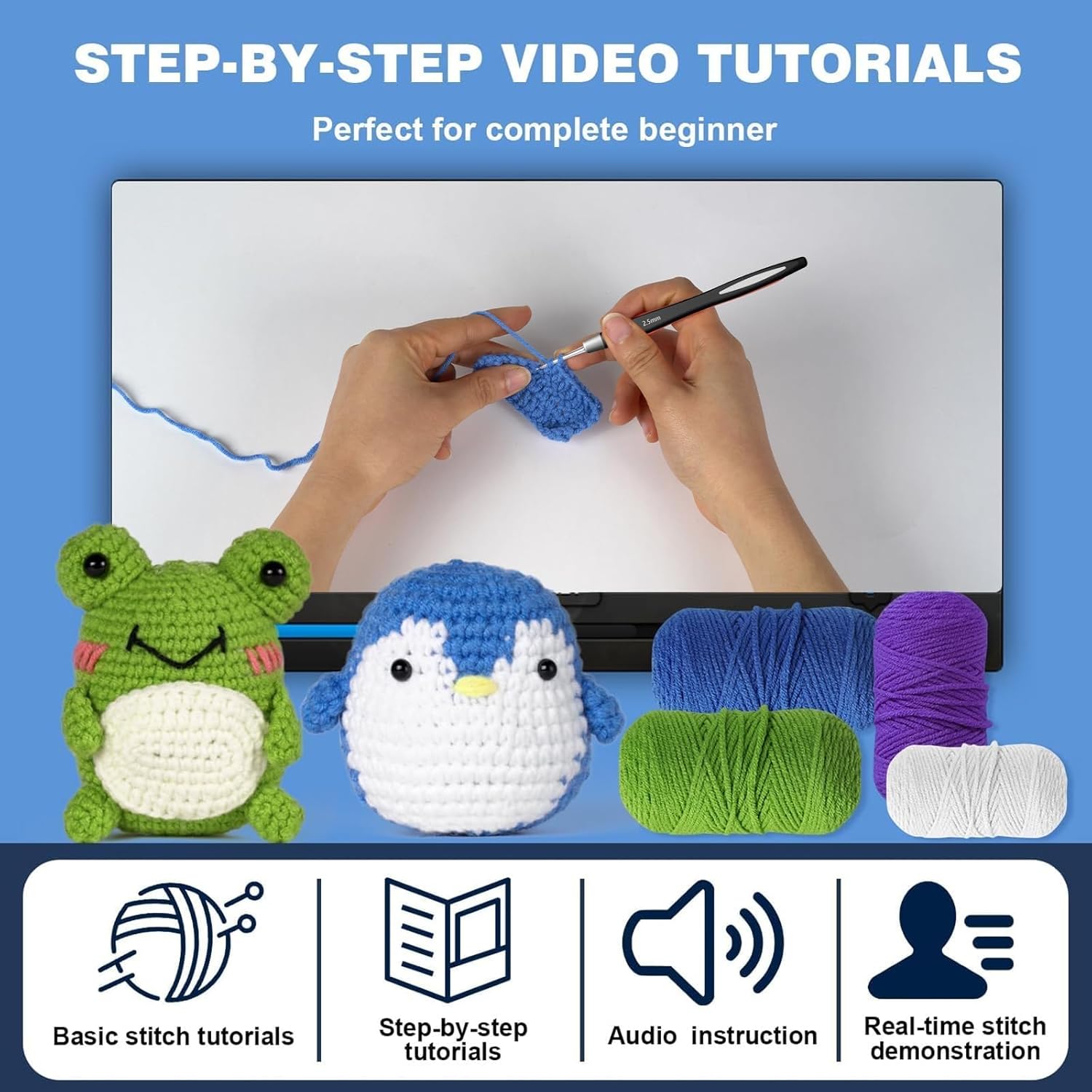 Thumbnail 1 de 7CDXD Häkelset für Anfänger – Komplettes DIY-Set mit Video-Tutorial