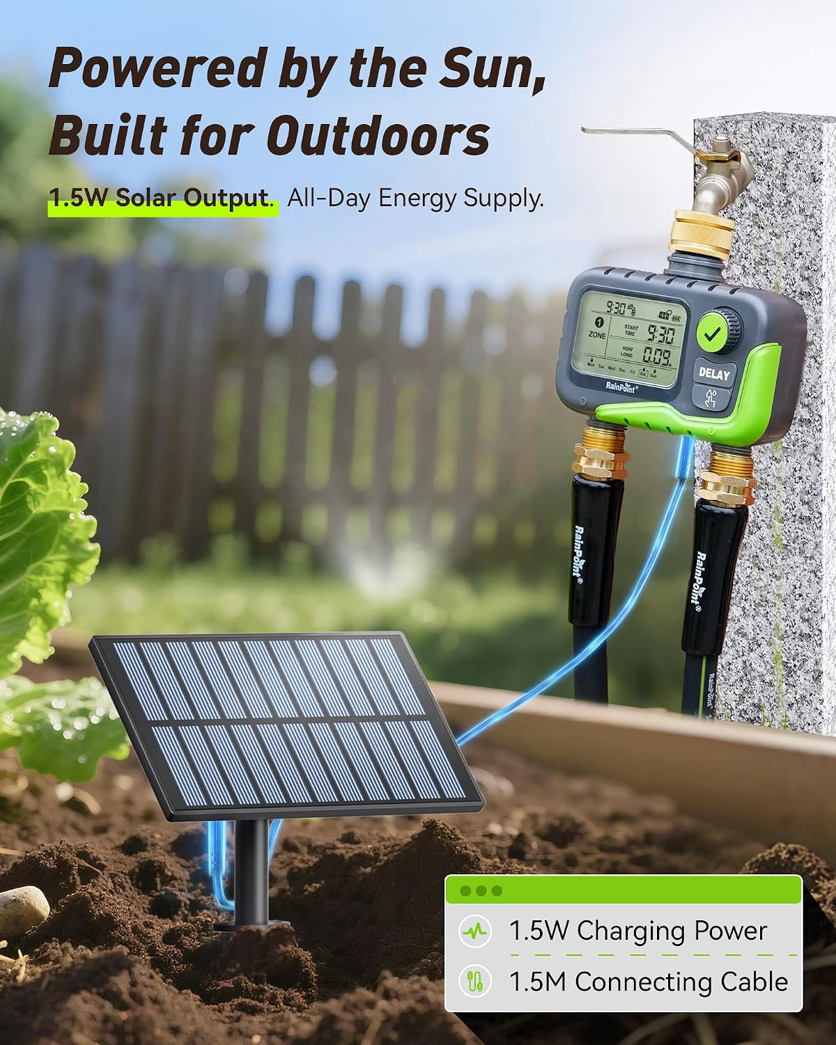 Thumbnail 5 de RAINPOINT 2-Zone Water Timer Kit with Solar Panel: A practical, self-sufficient irrigation solution