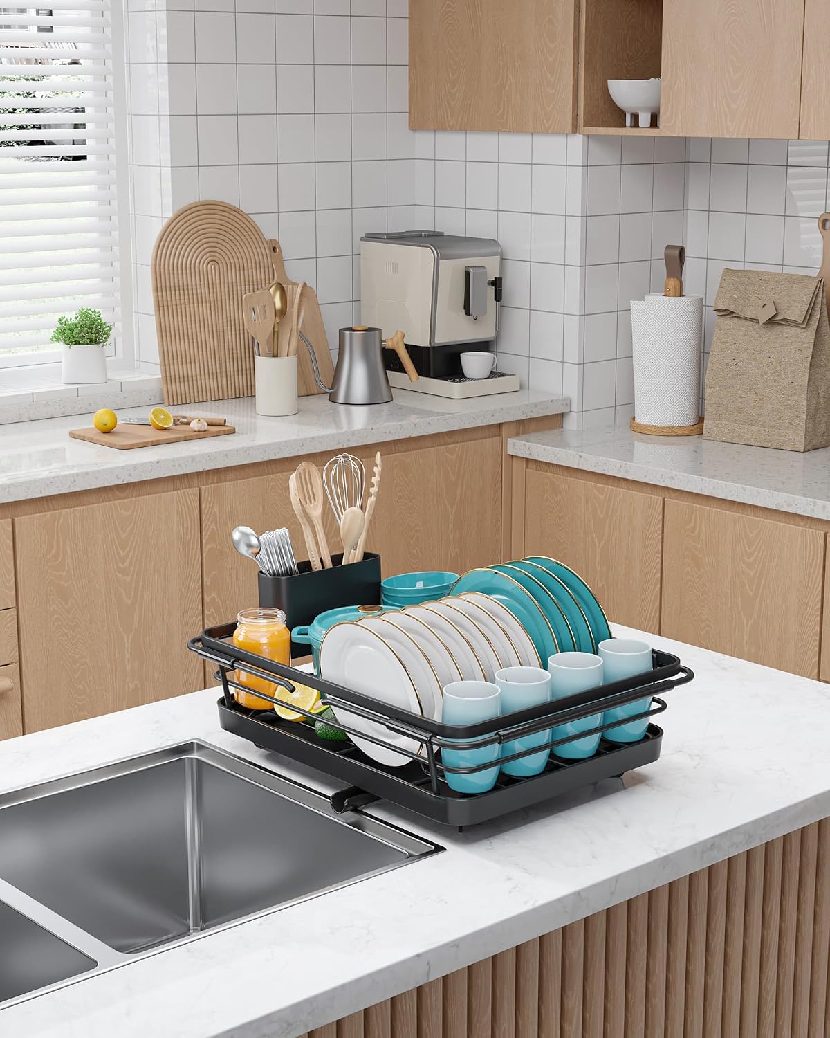 Thumbnail 6 de Sakugi CA6203 Expandable Stainless Steel Dish Drying Rack, Black
