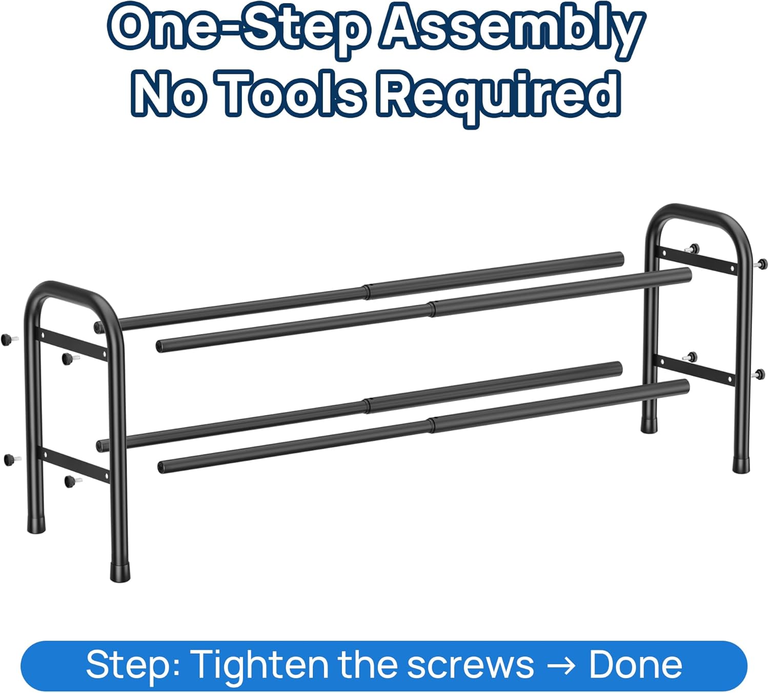 Detalle de ENJOYBASICS Expandable 2-Level Metal Shoe Rack – Adjustable 45–83 cm, Black