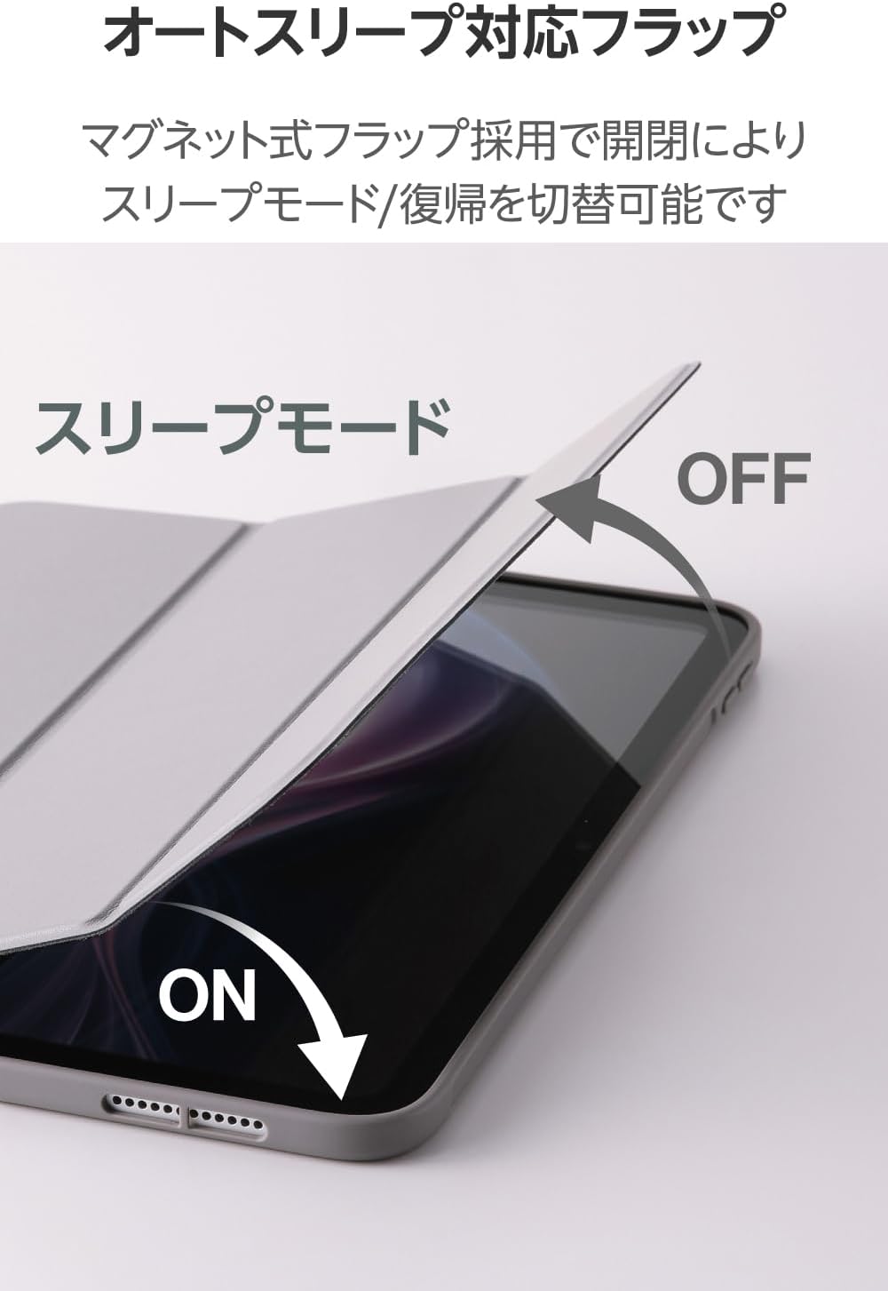 Detalle de エレコム TBWA25RWVSAGY iPad用三つ折りケース TPU素材・ペン収納・スリープ対応