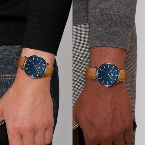 Detalle de LN LENQIN Montres Hommes – Montre analogique à quartz étanche 43 mm