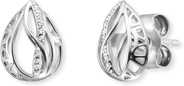 Detalle de Engelsrufer Ohrringe Himmelsträne und Lebensblume aus Sterlingsilber mit Zirkonia (Durchmesser 8,8 mm) – ERE-TEARLIFL-ZI