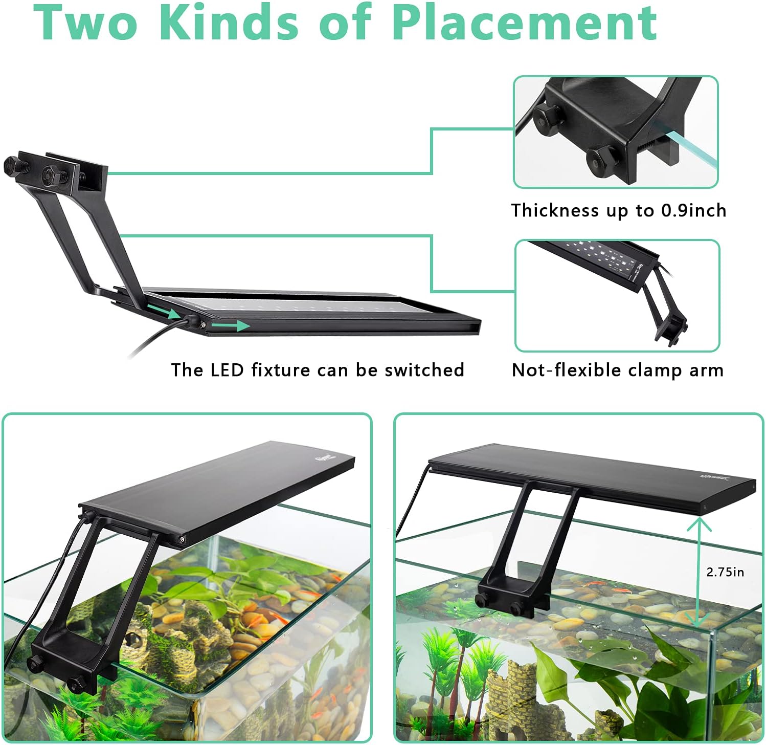 Detalle 2 de hygger 24/7 Aquarium LED 14W Clip Light
